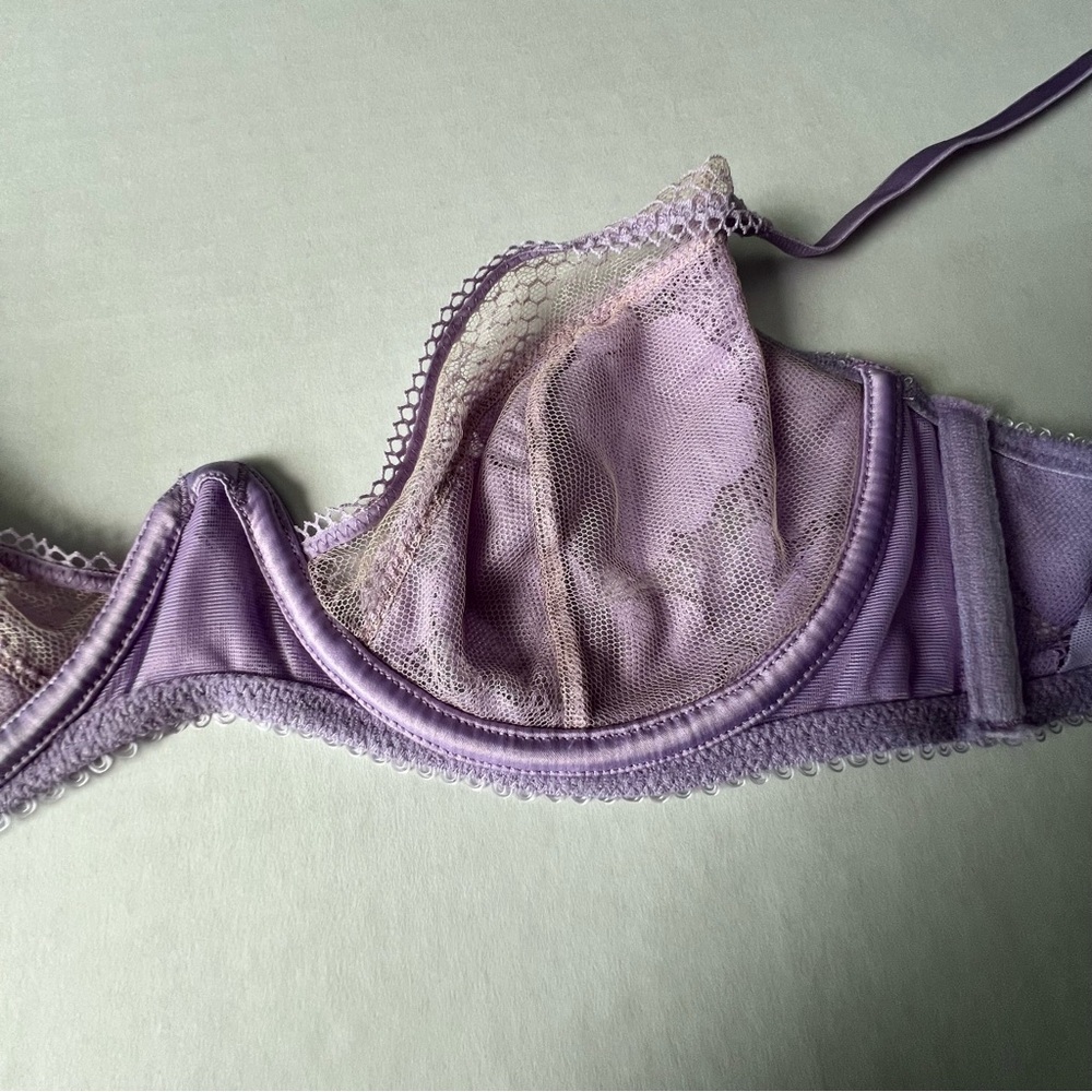 NWT Savage X Fenty FLORAL GLOW UNLINED LACE BRA purple lavender 36B & Medium - Picture 8 of 14